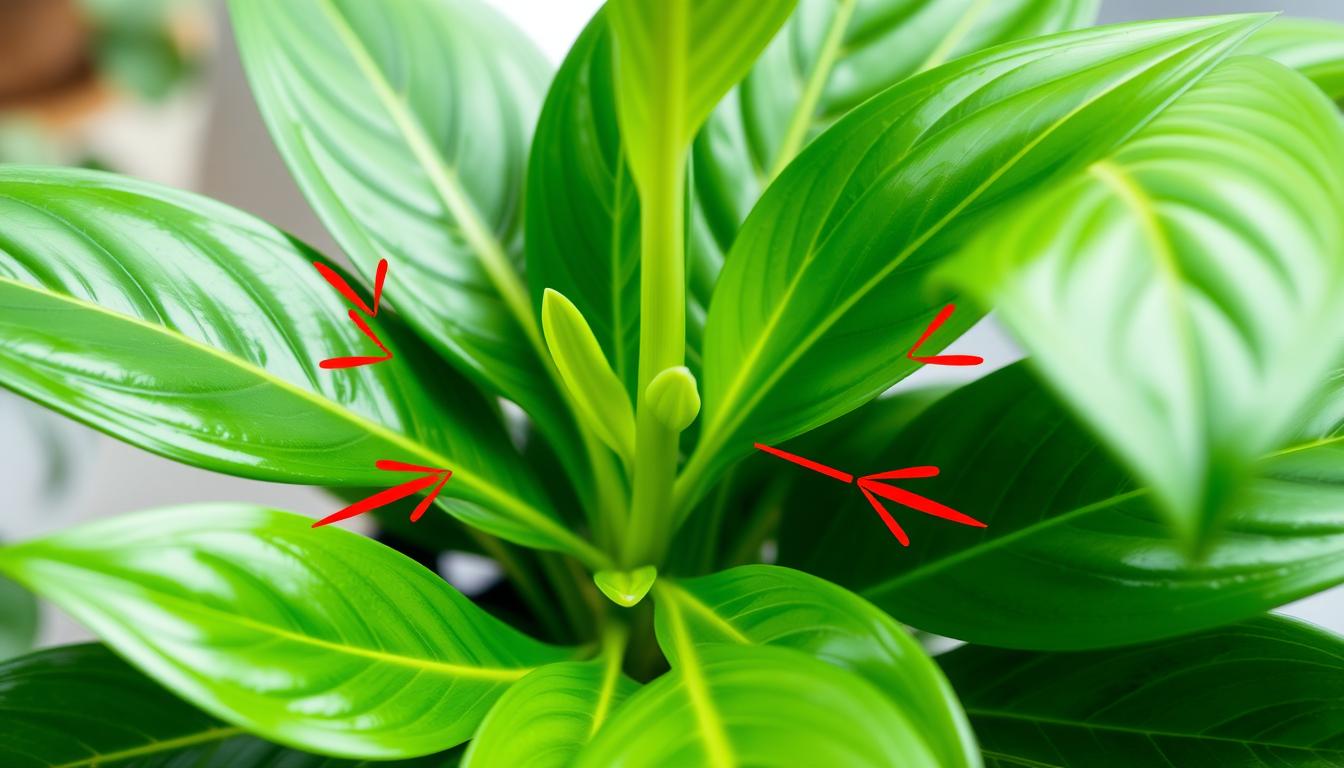 picture of plant with arrow pointing to stem